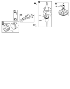 Crankshaft Group Diagram and Parts List for 44C877-0003-B5 400000 - 699999 Briggs and Stratton Engine